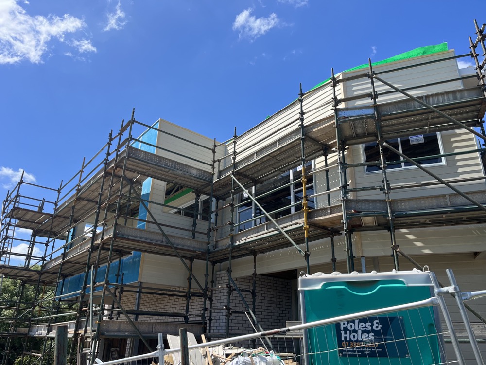 Two-storey new build exterior under scaffolding